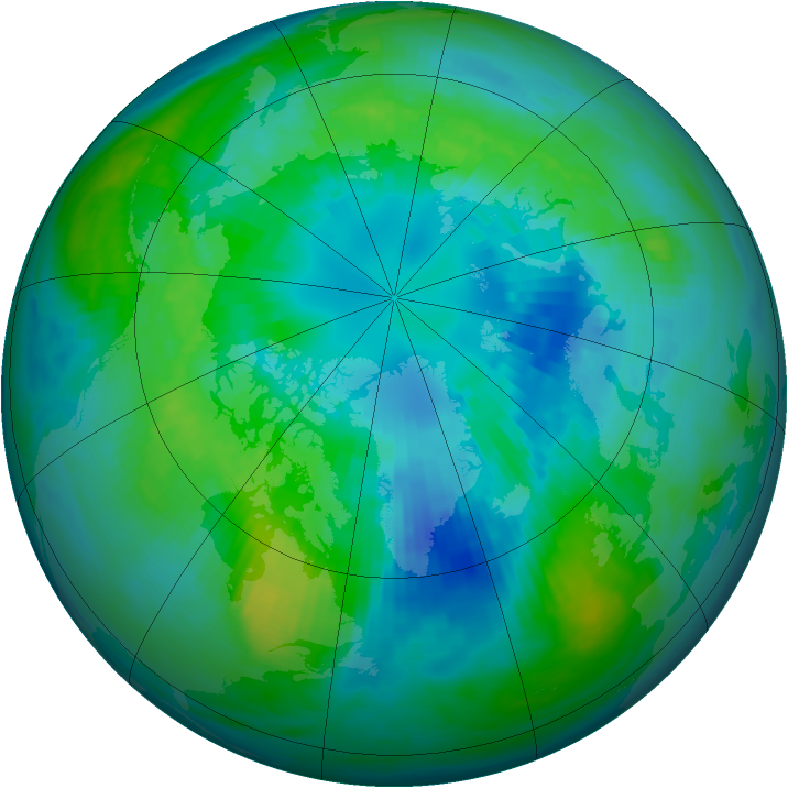 Arctic ozone map for 08 October 1991